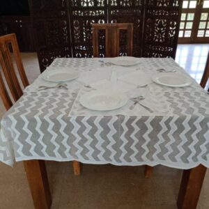 Stripe Applique Patch Work Table Cover / Cotton Cambric / Size 14X90