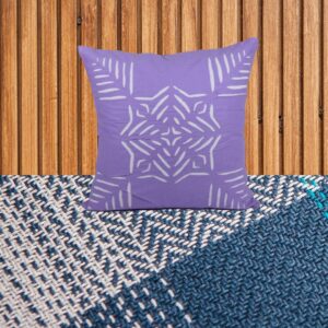 Living Looms White "Flower" motif purple cushion cover