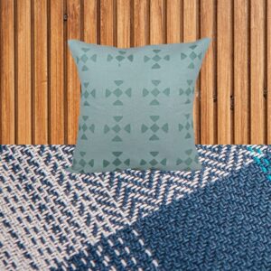 Living Looms White "Green Triangle" motif grey cushion cover