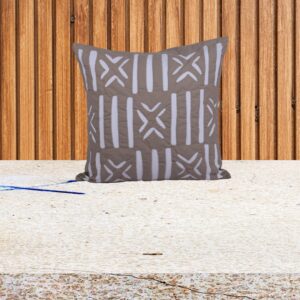 Living Looms White "Cross Line" motif  smokey grey cushion cover