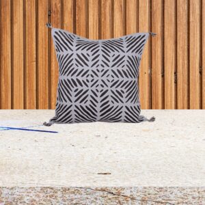 Living Looms White "Tree Leaf" motif  cloud grey cushion cover