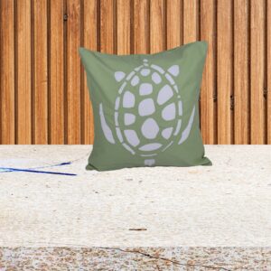 Living Looms White "Turtle" motif  Spanish Green cushion cover
