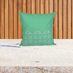 Living Looms White "Grass Leaf" motif  Spanish Green cushion cover