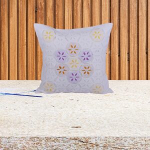 Living Looms White "Multicolor Ball" motif  Lavender Grey cushion cover